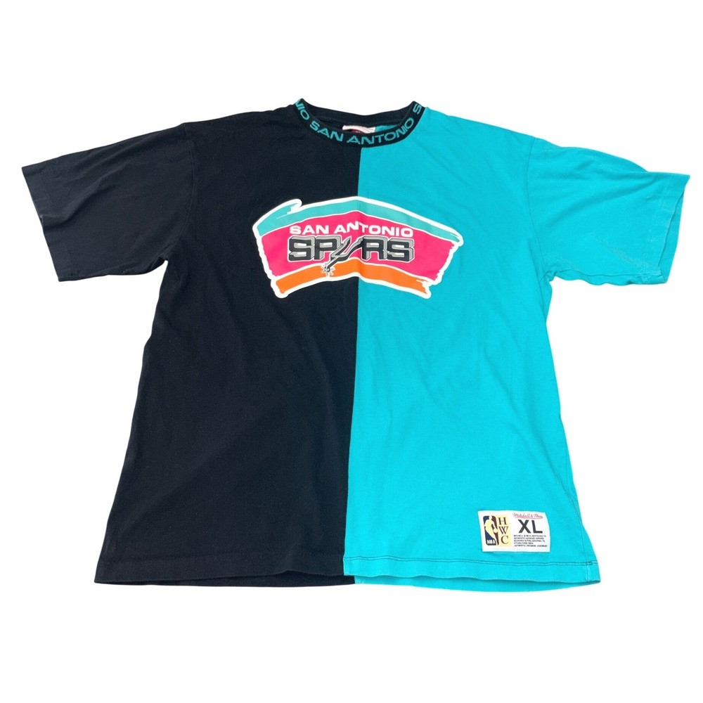 Mitchell & Ness San Antonio Spurs T-Shirt Mens XL Split Color HWC Graphic Tee